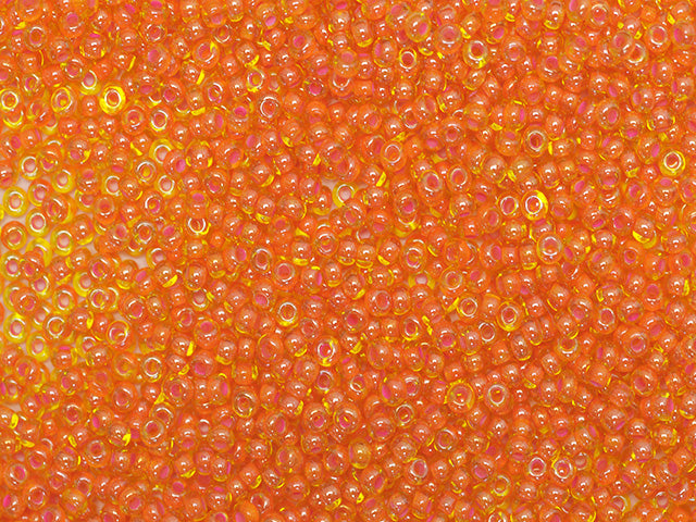 1 kg Preciosa Ornela Seed Beads Coated, Round Hole, Loose, Transp. Yellow Amber, Colour Lined Pink, Sfinx (81016), Glass, Czech Republic, OUTLET