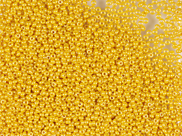 Wholesale (1kg / 500g) Preciosa Ornela Seed Beads Coated, Round Hole, Loose, Opaque Yellow "Limon", Yellow-Brown Luster (83111), Glass, Czech Republic, OUTLET