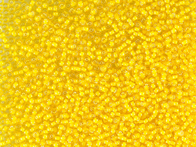 Wholesale (1kg / 500g) Preciosa Ornela Seed Beads Coated, Round Hole, Loose, Transp. Yellow Amber, Colour Lined Chalkwhite; Preciosa White Lining (85016), Glass, Czech Republic, OUTLET