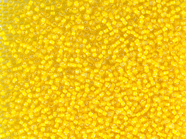 1 kg Preciosa Ornela Seed Beads Coated, Round Hole, Loose, Transp. Yellow Amber, Colour Lined Chalkwhite; Preciosa White Lining (85016), Glass, Czech Republic, OUTLET