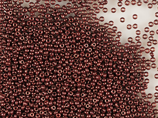 1 kg Preciosa Ornela Seed Beads Coated, Round Hole, Loose, Opaque Red Coral, Lila Luster (93192), Glass, Czech Republic, OUTLET