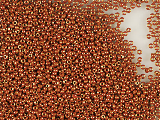 1 kg Preciosa Ornela Seed Beads Coated, Round Hole, Loose, Opaque Red Coral, Rose Luster (93199), Glass, Czech Republic, OUTLET