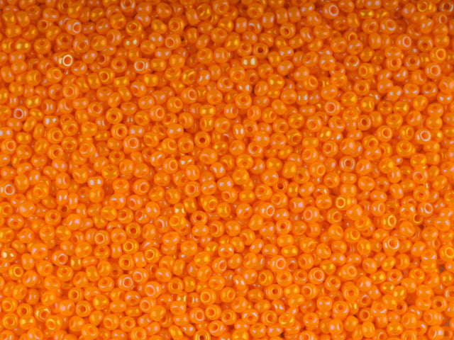 1 kg Preciosa Ornela Seed Beads Coated, Round Hole, Loose, Opaque Orange, Rainbow (94110), Glass, Czech Republic, OUTLET