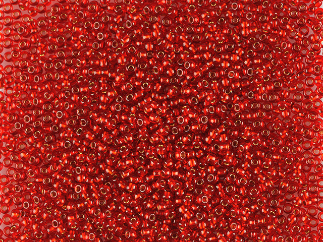 Wholesale (1kg / 500g) Preciosa Ornela Seed Beads Coated, Round Hole, Loose, Transp. Red, Bronze Lined (95074), Glass, Czech Republic, OUTLET