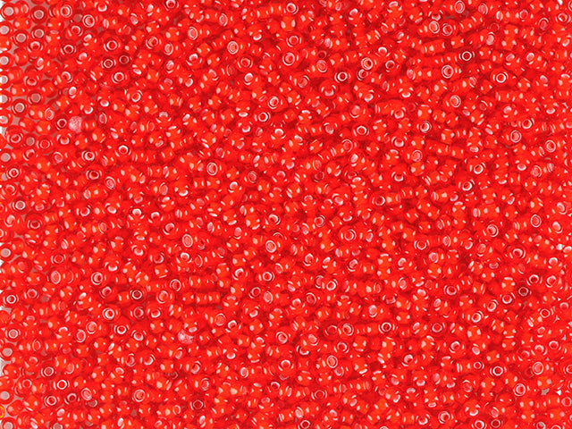 1 kg Preciosa Ornela Seed Beads Coated, Round Hole, Loose, Transp. Red, Colour Lined Chalkwhite; Preciosa White Lining (95076), Glass, Czech Republic, OUTLET