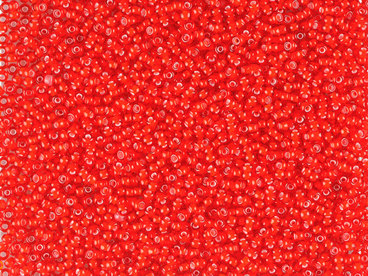 1 kg Preciosa Ornela Seed Beads Coated, Round Hole, Loose, Transp. Red, Colour Lined Chalkwhite; Preciosa White Lining (95076), Glass, Czech Republic, OUTLET