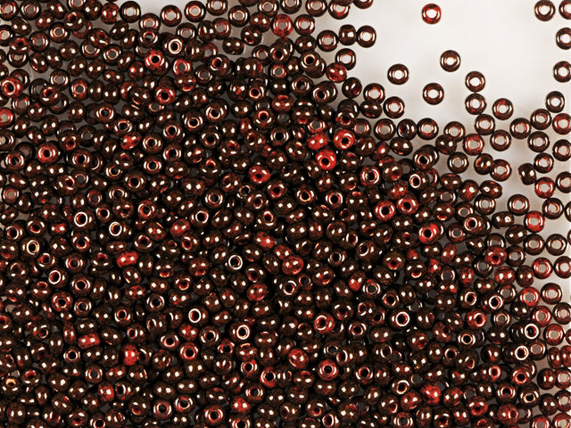 Wholesale (1kg / 500g) Preciosa Ornela Seed Beads Coated, Round Hole, Mat, Loose, Travertine On Opaque Red Coral (99190), Glass, Czech Republic, OUTLET