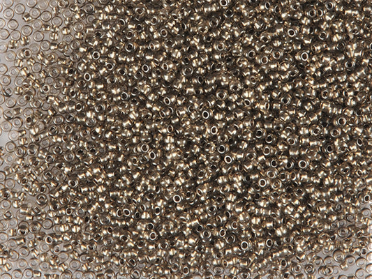 Wholesale (1kg / 500g) Preciosa Ornela Seed Beads Coated, Square Hole, Loose, Crystal, Metallic Colour Lined Bronze (68207), Glass, Czech Republic, OUTLET