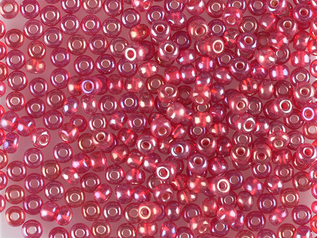 1 kg Preciosa Ornela Seed Beads Coated, Round Hole, Loose, Transp. Red, Silver Lined, Rainbow (97079), Glass, Czech Republic, OUTLET