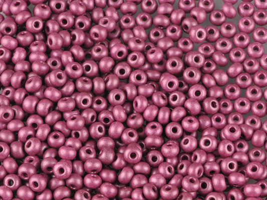 Wholesale (1kg / 500g) Preciosa Ornela Seed Beads Coated, Round Hole, Loose, Pink Metallic Dyed Chalkwhite (16797), Glass, Czech Republic, OUTLET