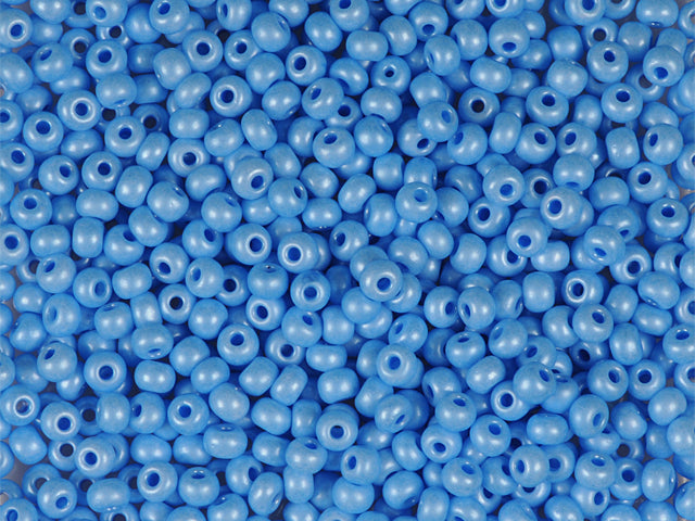 Wholesale (1kg / 500g) Preciosa Ornela Seed Beads Coated, Round Hole, Loose, Blue Terra Pearl Dyed Chalkwhite (16936), Glass, Czech Republic, OUTLET