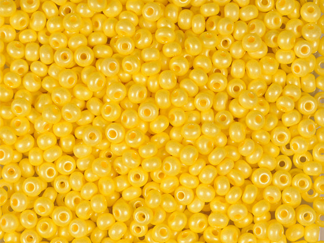 Wholesale (1kg / 500g) Preciosa Ornela Seed Beads Coated, Round Hole, Loose, Yellow Terra Pearl Dyed Chalkwhite (16986), Glass, Czech Republic, OUTLET