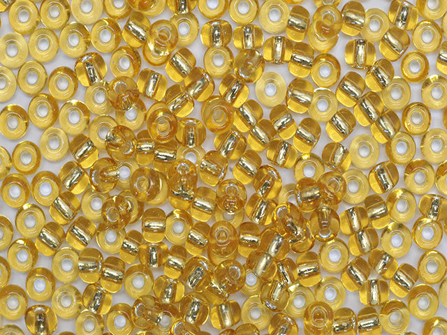 Wholesale (1kg / 500g) Preciosa Ornela Seed Beads Coated, Round Hole, Loose, Lt. Topaz, Silver Lined (17020), Glass, Czech Republic, OUTLET