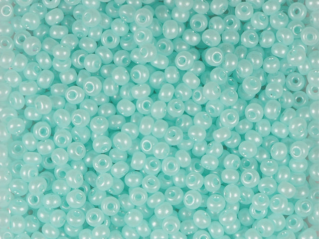 Wholesale (1kg / 500g) Preciosa Ornela Seed Beads Coated, Round Hole, Loose, Green Terra Pearl Dyed Alabaster (17258), Glass, Czech Republic, OUTLET