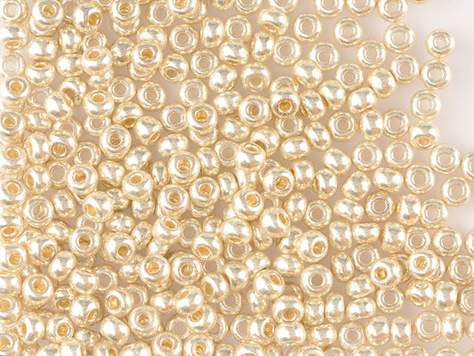 1 kg Preciosa Ornela Seed Beads Coated, Round Hole, Loose, Silver Metallic (18303), Glass, Czech Republic, OUTLET