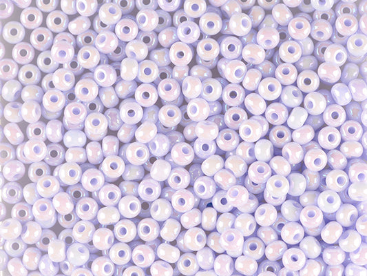 1 kg Preciosa Ornela Seed Beads Coated, Round Hole, Loose, Opaque Lilac, Rainbow (24420), Glass, Czech Republic, OUTLET