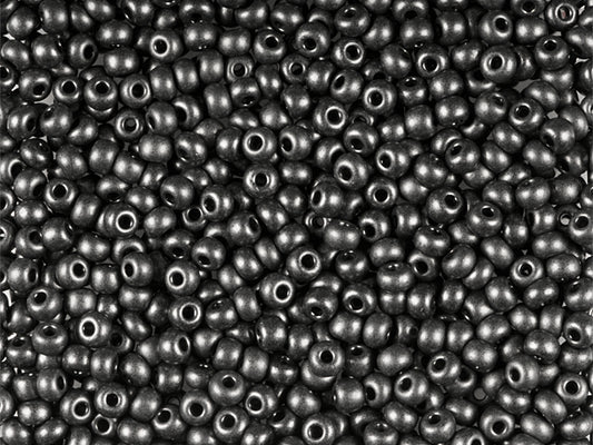 Wholesale (1kg / 500g) Preciosa Ornela Seed Beads Coated, Round Hole, Loose, Grey Pearl Dyed Black (28949), Glass, Czech Republic, OUTLET