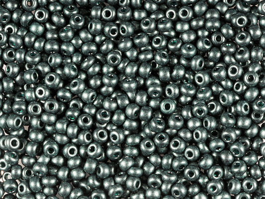 1 kg Preciosa Ornela Seed Beads Coated, Round Hole, Loose, Green Pearl Dyed Black (28958), Glass, Czech Republic, OUTLET