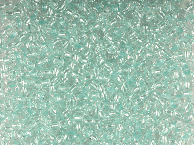 批发（1公斤/500克）捷克Preciosa Ornela玻璃珠，镀膜，圆孔，散珠，水晶，彩色衬里绿色珍珠（38258），捷克共和国，清仓