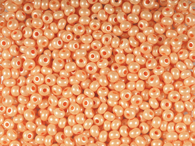 Wholesale (1kg / 500g) Preciosa Ornela Seed Beads Coated, Round Hole, Loose, Orange Pearl Dyed Chalkwhite, Lustered (46389), Glass, Czech Republic, OUTLET