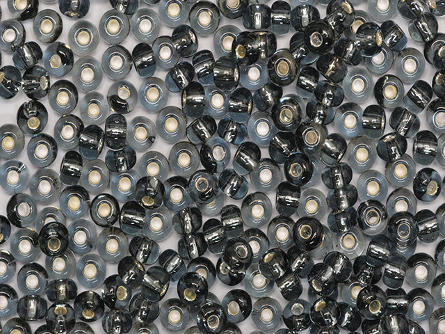 1 kg Preciosa Ornela Seed Beads Coated, Round Hole, Mat, Loose, Transp. Grey, Silver Lined (47010), Glass, Czech Republic, OUTLET