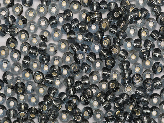 1 kg Preciosa Ornela Seed Beads Coated, Round Hole, Loose, Transp. Grey, Silver Lined (47010), Glass, Czech Republic, OUTLET