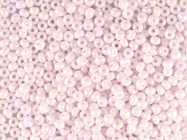 1 kg Preciosa Ornela Seed Beads Coated, Round Hole, Loose, Opaque Pink, Rainbow (74420), Glass, Czech Republic, OUTLET