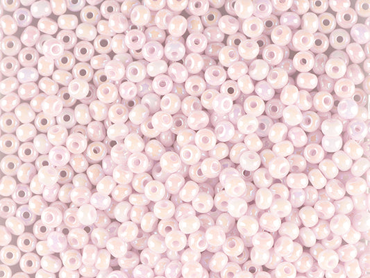 1 kg Preciosa Ornela Seed Beads Coated, Round Hole, Loose, Opaque Pink, Rainbow (74420), Glass, Czech Republic, OUTLET