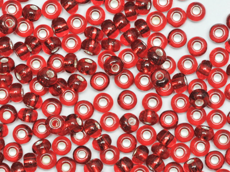 1 kg Preciosa Ornela Tubes, Round Hole, Loose, Ruby, Silver Lined (97090), Glass, Czech Republic, OUTLET