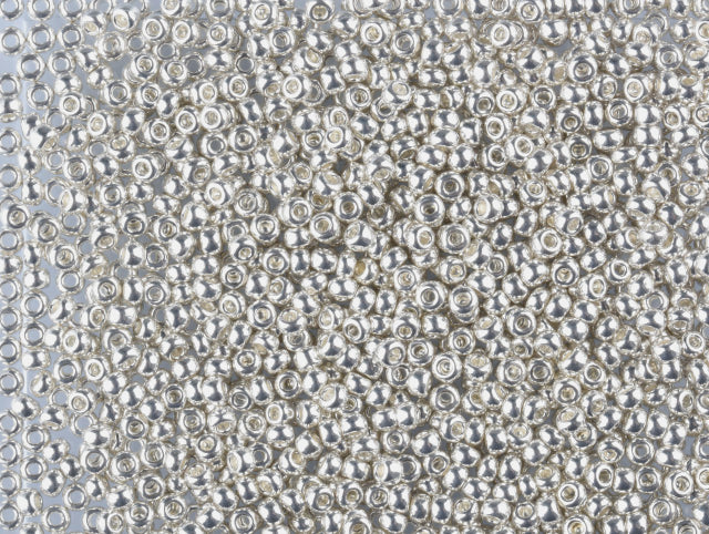 Wholesale (1kg / 500g) Preciosa Ornela Seed Beads Coated, Round Hole, Loose, Silver Metallic (18302), Glass, Czech Republic, OUTLET