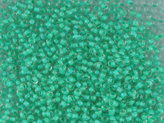 1 kg Preciosa Ornela Seed Beads Coated, Round Hole, Loose, Green Dyed Crystal, Colour Lined Green (80658), Glass, Czech Republic, OUTLET