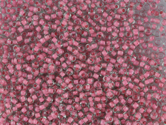 1 kg Preciosa Ornela Seed Beads Coated, Round Hole, Loose, Green Dyed Crystal, Colour Lined Red (80698), Glass, Czech Republic, OUTLET