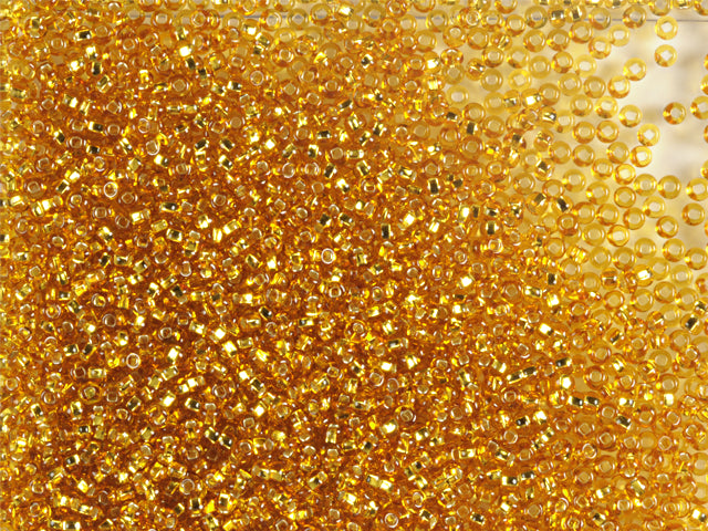 1 kg Preciosa Ornela Seed Beads Coated, Square Hole, Loose, Topaz, Silver Lined (17070), Glass, Czech Republic, OUTLET