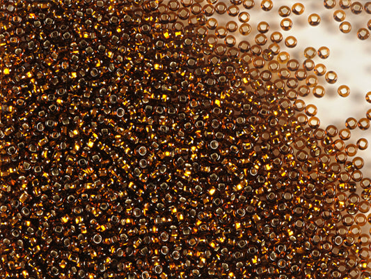 1 kg Preciosa Ornela 3-Cut Rocaille, Round Hole, Loose, Dark Topaz, Silver Lined (17110), Glass, Czech Republic, OUTLET