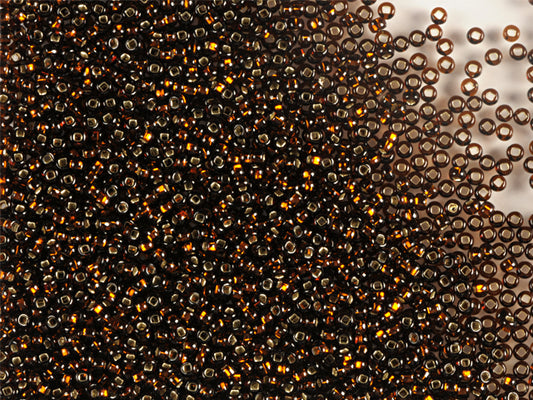 1 kg Preciosa Ornela Seed Beads Coated, Round Hole, Loose, Dark Topaz, Silver Lined (17140), Glass, Czech Republic, OUTLET