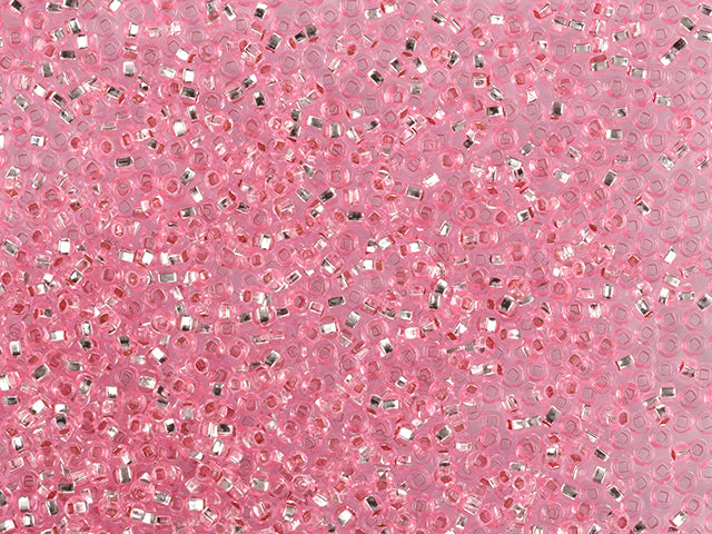 1 kg Preciosa Ornela Seed Beads Coated, Square Hole, Loose, Pink Dyed Crystal, Silver Lined (18273), Glass, Czech Republic, OUTLET