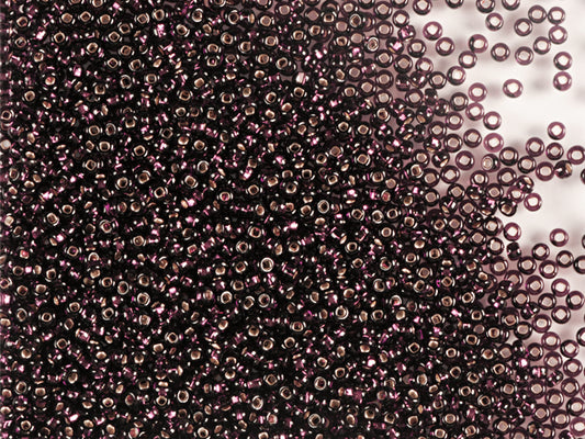 1 kg Preciosa Ornela Seed Beads Coated, Round Hole, Loose, Dark Amethyst, Silver Lined (27080), Glass, Czech Republic, OUTLET