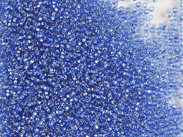 1 kg プレシオサ オルネラ シードビーズ コーティング スクエアホール ルース ライトサファイア シルバーライン (37030) ガラス チェコ共和国 アウトレット
