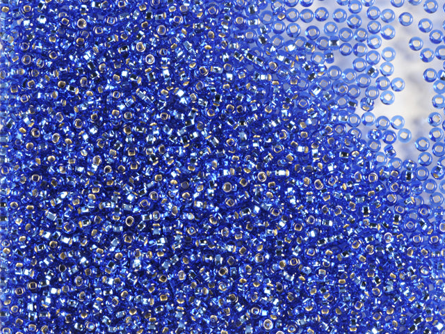 1 kg Preciosa Ornela Seed Beads Coated, Round Hole, Loose, Sapphire, Silver Lined (37050), Glass, Czech Republic, OUTLET