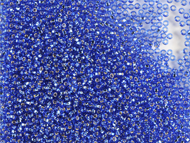 1 kg Preciosa Ornela 2-Cut Rocaille, Loose, Sapphire, Silver Lined (37050), Glass, Czech Republic, OUTLET