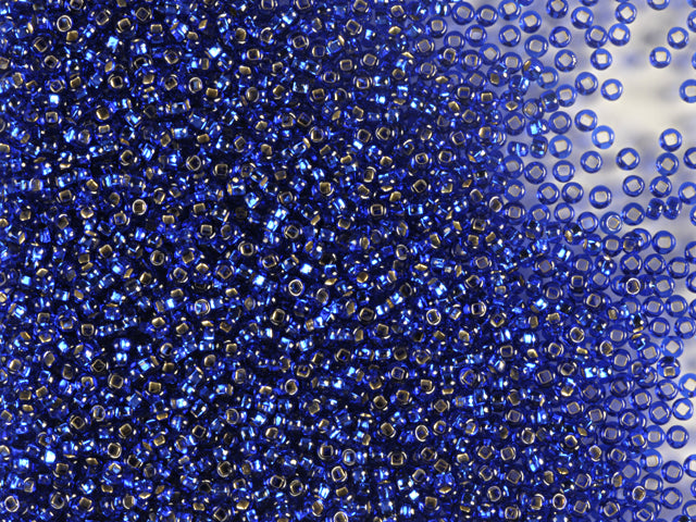 1 kg Preciosa Ornela Seed Beads Coated, Round Hole, Mat, Loose, Sapphire, Silver Lined (37080), Glass, Czech Republic, OUTLET