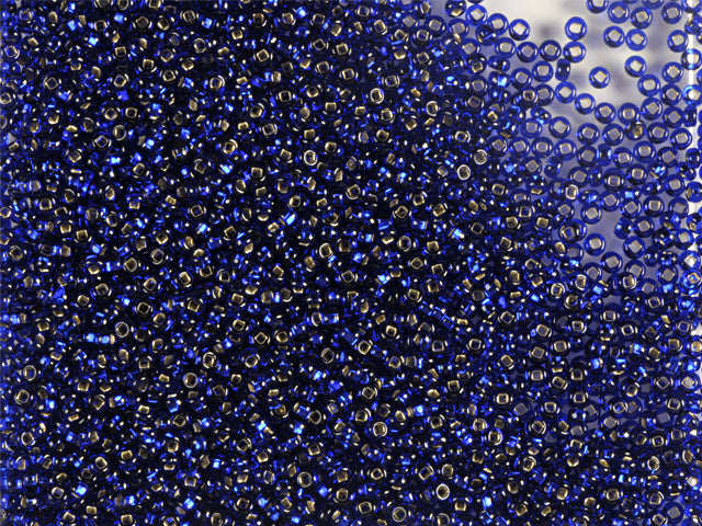 Wholesale (1kg / 500g) Preciosa Ornela Seed Beads Coated, Round Hole, Loose, Dark Sapphire, Silver Lined (37100), Glass, Czech Republic, OUTLET