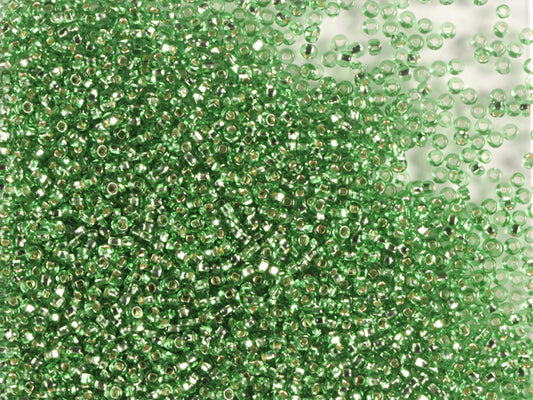 1 kg Preciosa Ornela Seed Beads Coated, Round Hole, Loose, Transp. Lt. Green, Silver Lined (57100), Glass, Czech Republic, OUTLET