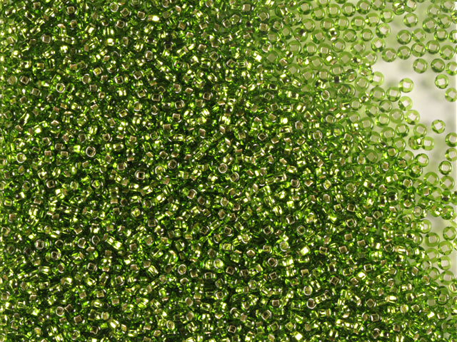 1 kg プレシオサ オルネラ シードビーズ コーティング スクエアホール ルース 透明グリーン シルバーライン (57430) ガラス チェコ共和国 アウトレット