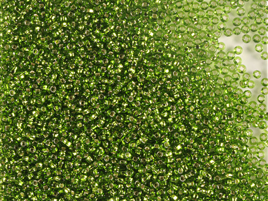 1 kg プレシオサ オルネラ シードビーズ コーティング スクエアホール ルース 透明グリーン シルバーライン (57430) ガラス チェコ共和国 アウトレット