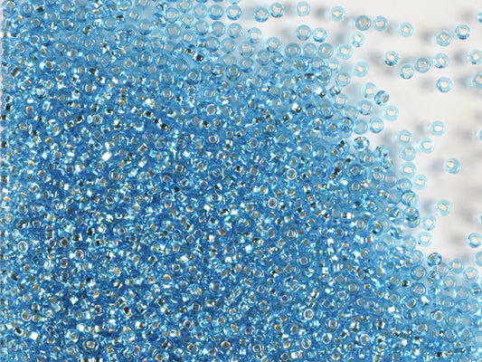 1 kg Preciosa Ornela Seed Beads Coated, Round Hole, Loose, Aquamarine, Silver Lined (67010), Glass, Czech Republic, OUTLET