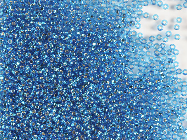 Wholesale (1kg / 500g) Preciosa Ornela Seed Beads Coated, Round Hole, Loose, Aquamarine, Silver Lined (67150), Glass, Czech Republic, OUTLET