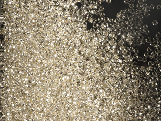 Wholesale (1kg / 500g) Preciosa Ornela Seed Beads Coated, Square Hole, Loose, Crystal, Silver Lined (78102), Glass, Czech Republic, OUTLET
