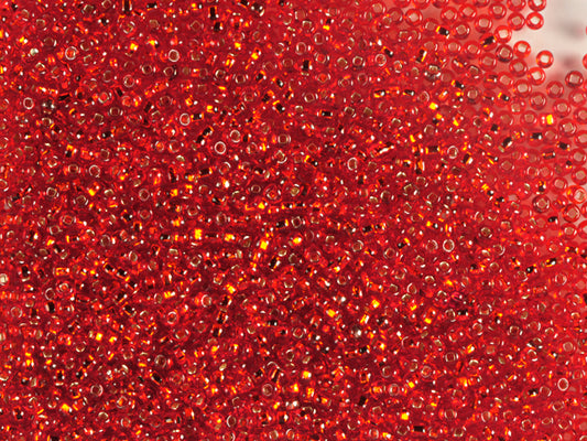 1 kg Preciosa Ornela Seed Beads Coated, Square Hole, Loose, Transp. Lt. Red, Silver Lined (97050), Glass, Czech Republic, OUTLET