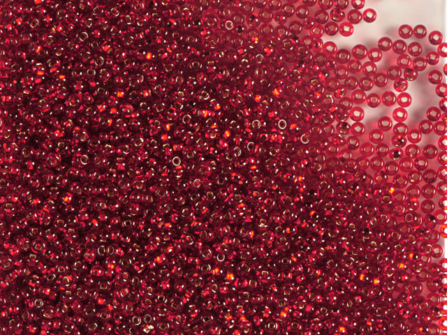 1 kg プレシオサ オルネラ シードビーズ コーティング スクエアホール ルース 透明レッド シルバーライン (97070) ガラス チェコ共和国 アウトレット